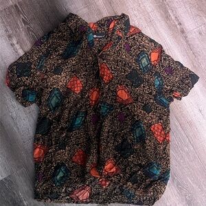Vtg Sag Harbor Multicolor Geometric Button Down Shirt